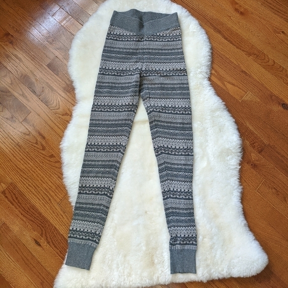 ROOTS fair isle striped knit sweater leggings warm grey xs - Picture 3 of 10